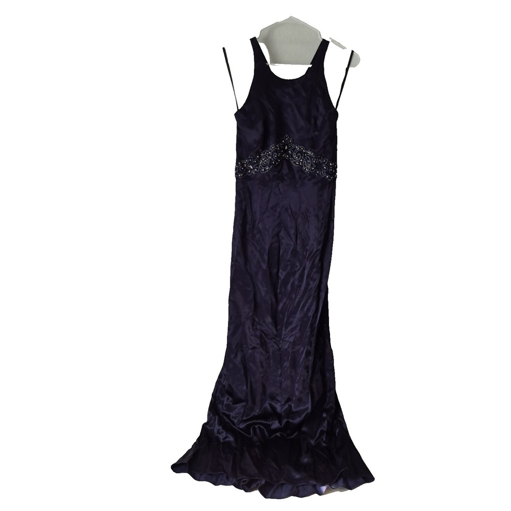 Jessica McClintock Gunne Sax Womens Gown 9/10 Blue Halter Strappy Low Back VTG